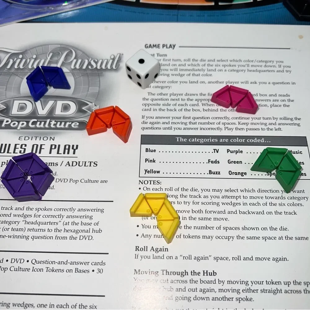 Trivial Pursuit DVD Pop Culture BOARD GAME Parker Brothers 2003-Used